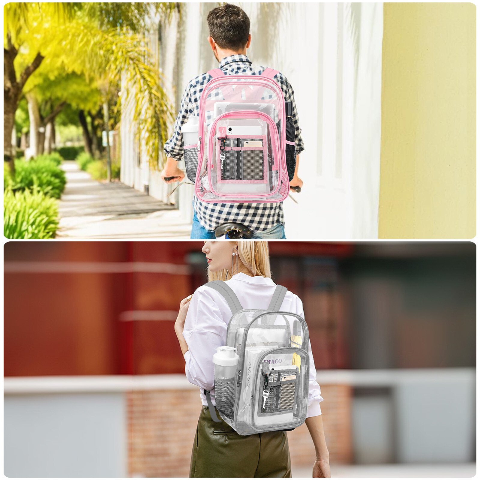Clear Backpack Heavy Duty Bookbag See Through Stadium Approved Backpack