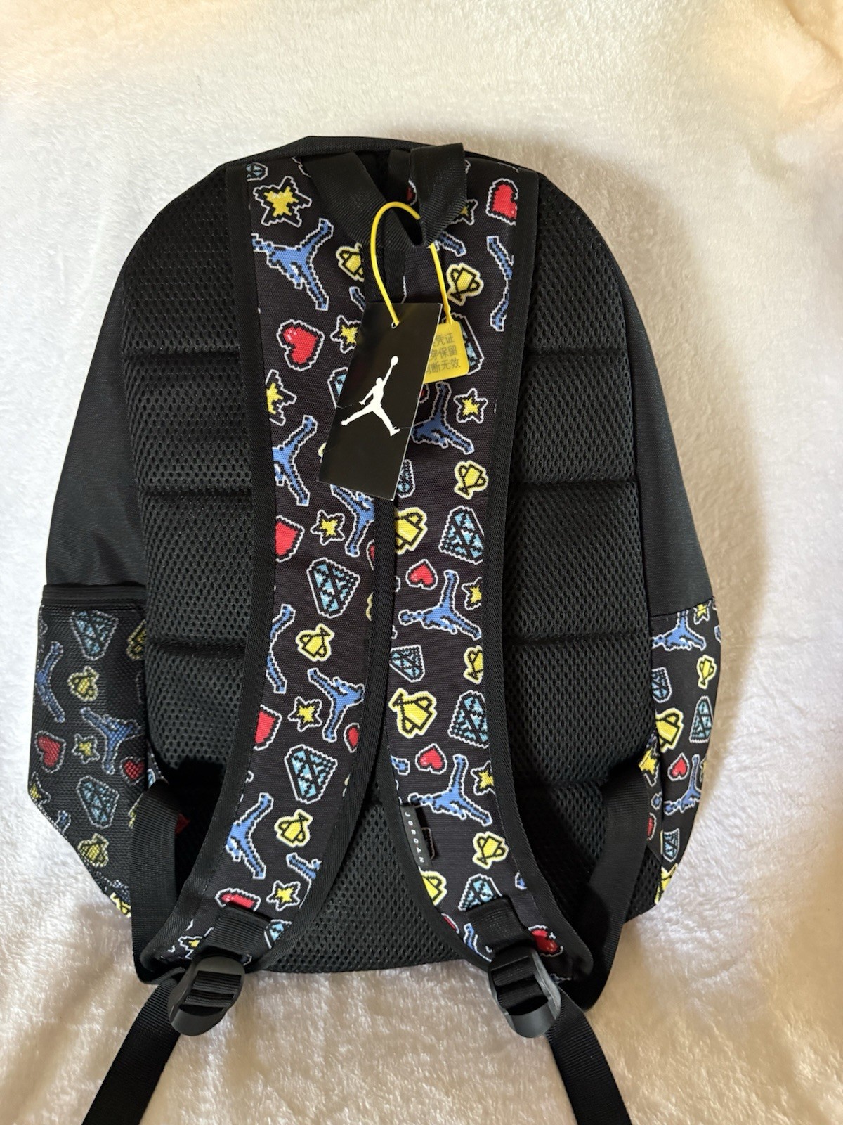 Jordan Jumpman Large Backpack Black/Multicolor Graphic Print Zip Padded Straps