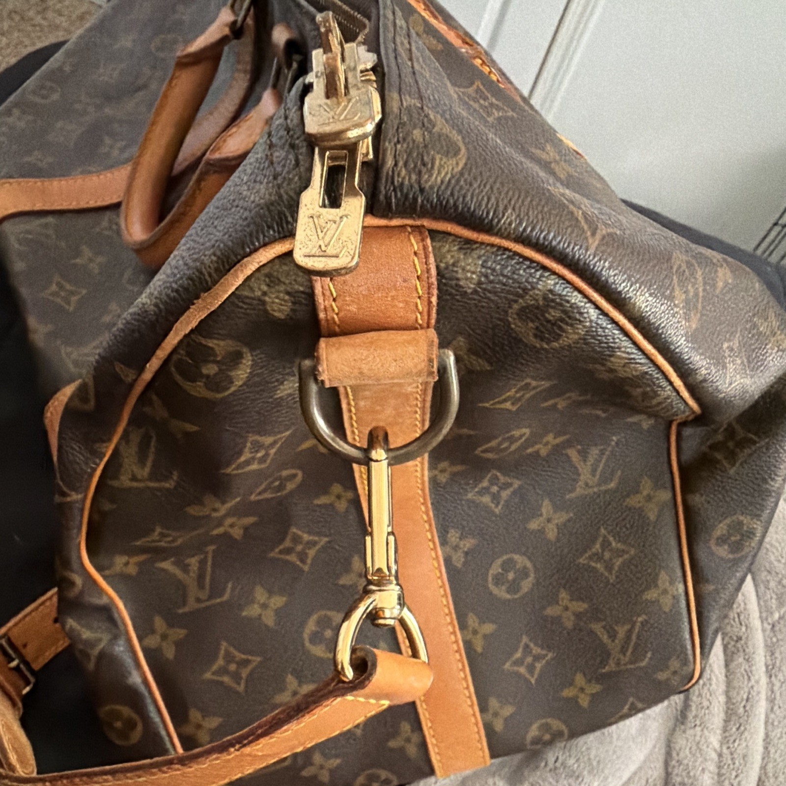 Auth Louis Vuitton Keepall Monogram Brown Canvas Tote Travel Duffle Bag