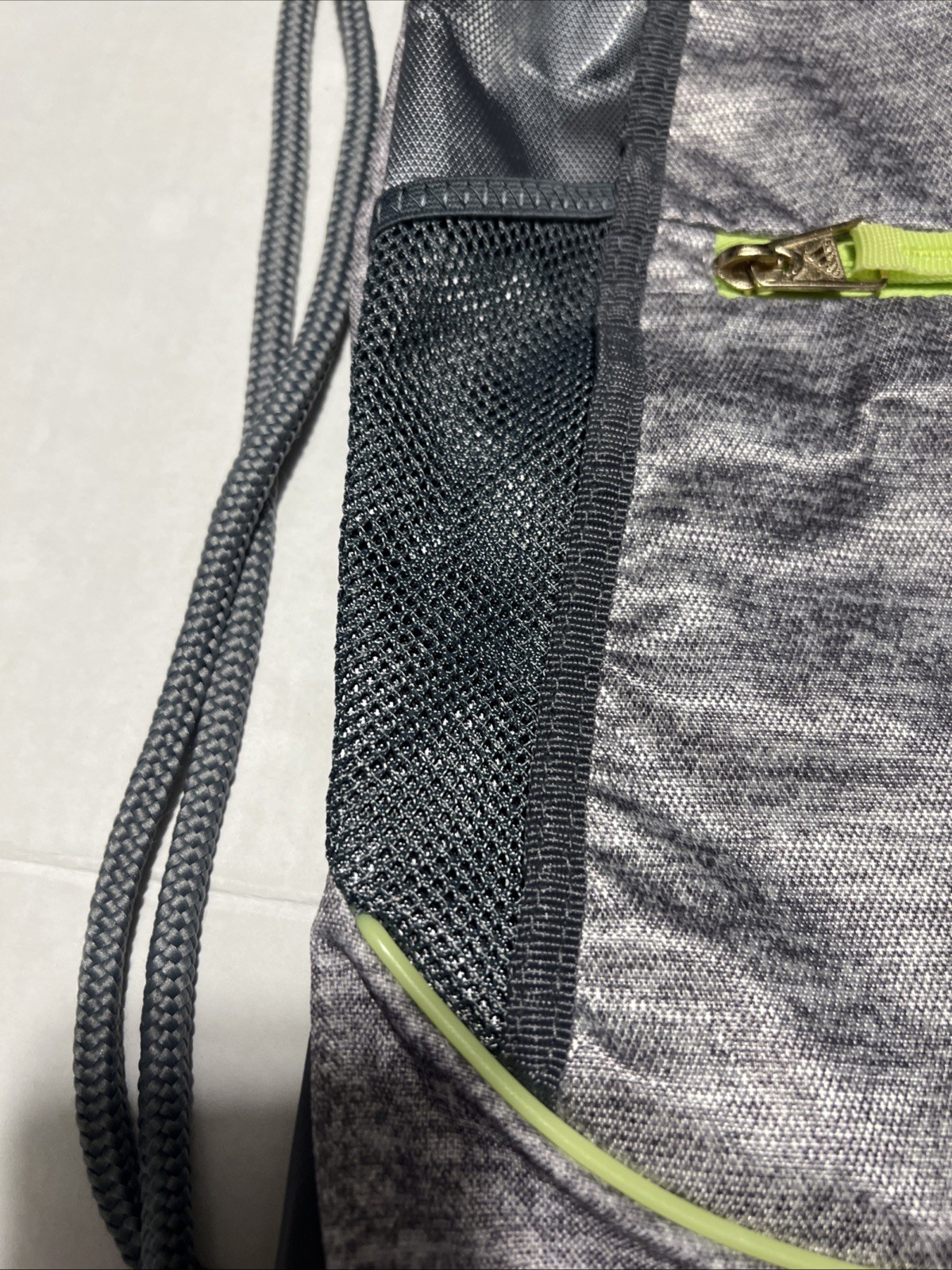 Adidas Alliance II Sackpack Backpack Jersey Grey Lime Green Drawstring Zip New