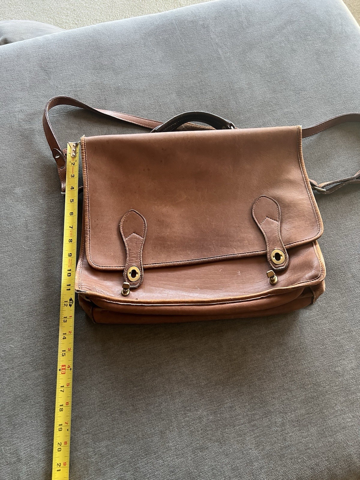 Brown Men’s Briefcase with Buckle Closure, Inner Pockets, Shoulder Strap