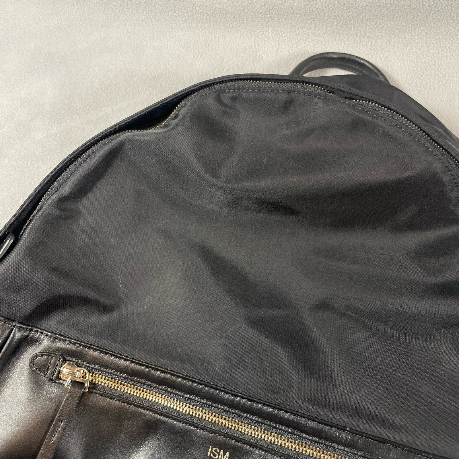 ISM Classic Luxury Backpack Leather Laptop Travel Commute Black Preowned