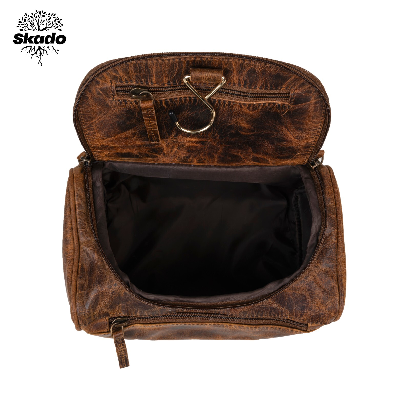Buffalo Leather Toiletry Bag Travel Hanging Dopp Kit Shaving Makeup Case Unisex