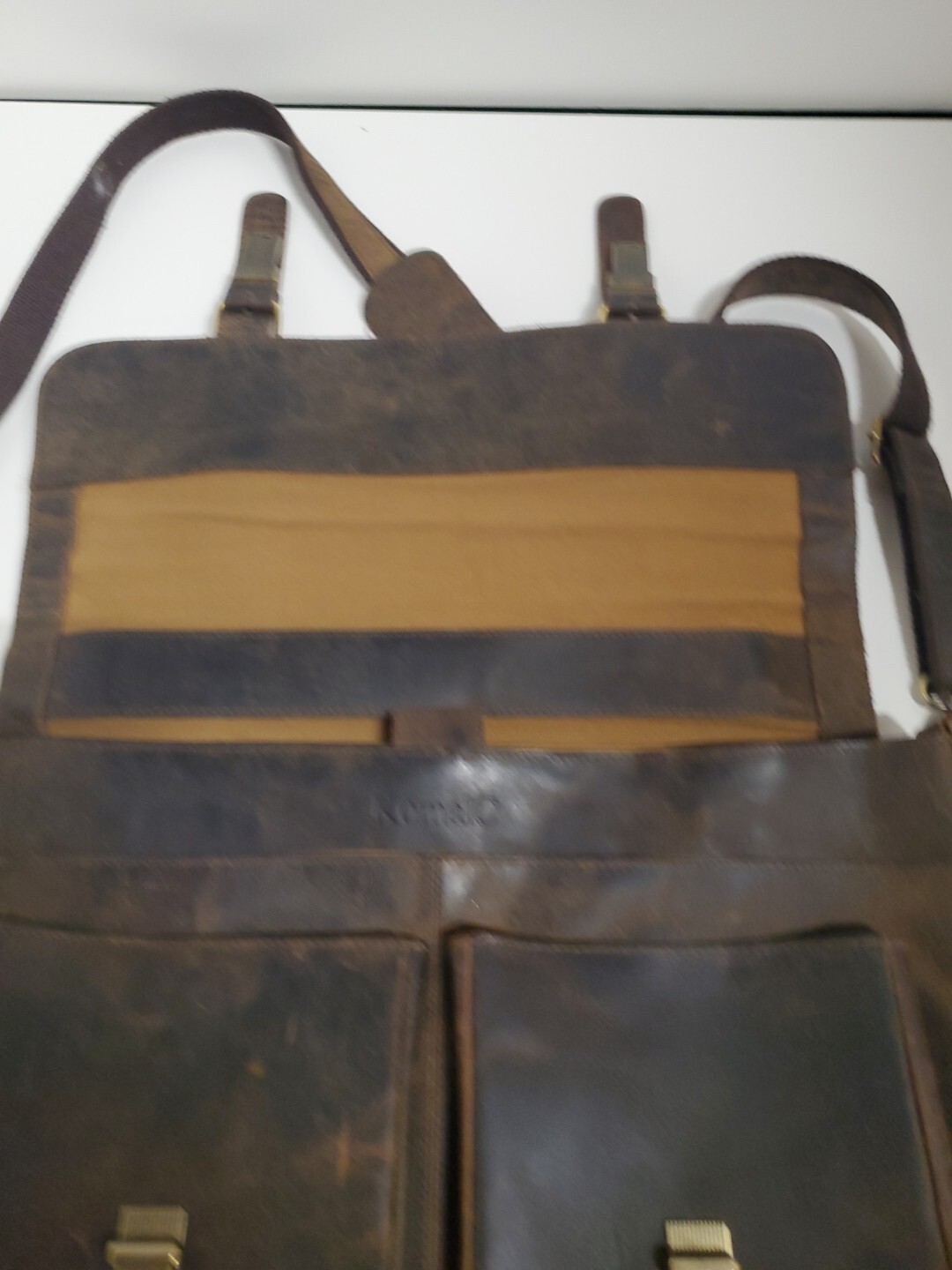 KomalC 16″ Leather Briefcase Laptop Messenger Bag/Brown/Distressed (T1)
