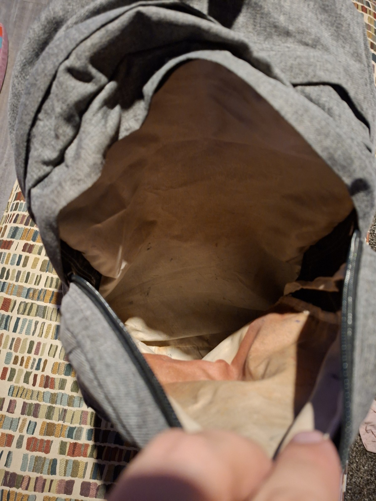 JanSport Backpack Cool Student Laptop Gray Faux Brown Leather Bottom JS0A2SDD