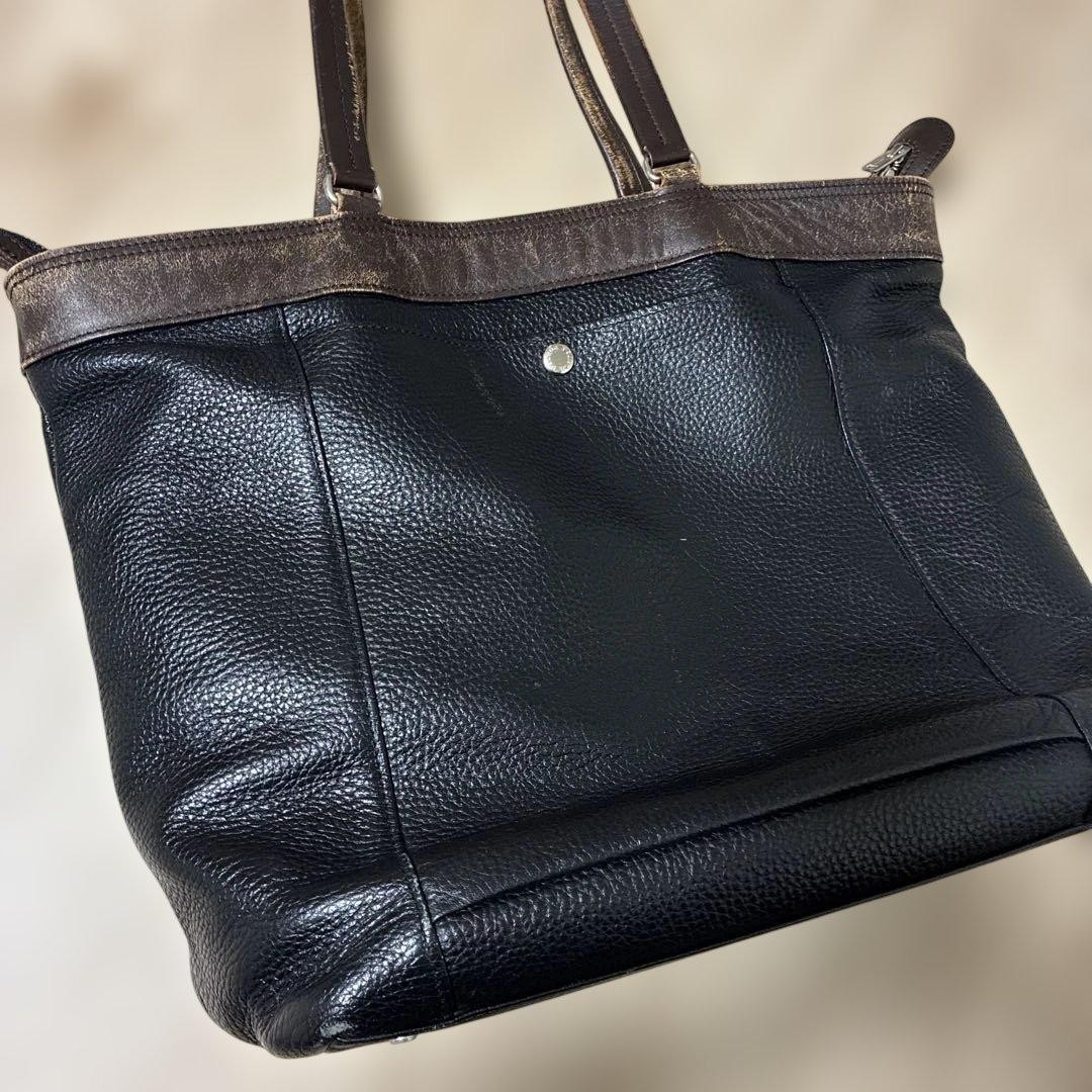 Authentic Yoshida Kaban PORTER BLEND Leather Tote Bag Black 37cm x 31cm x 15cm