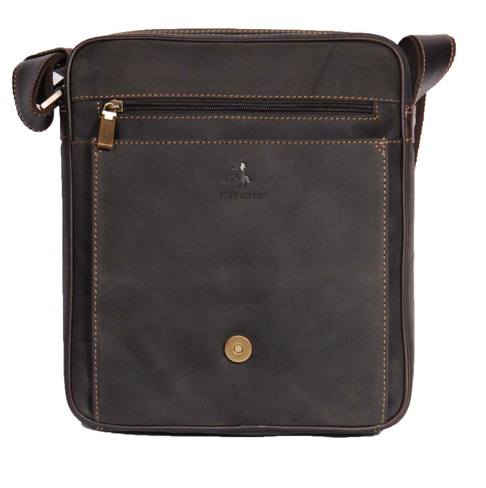 Vintage Real Leather Shoulder Cross Body Organiser Work iPad Tablet Bag Brown