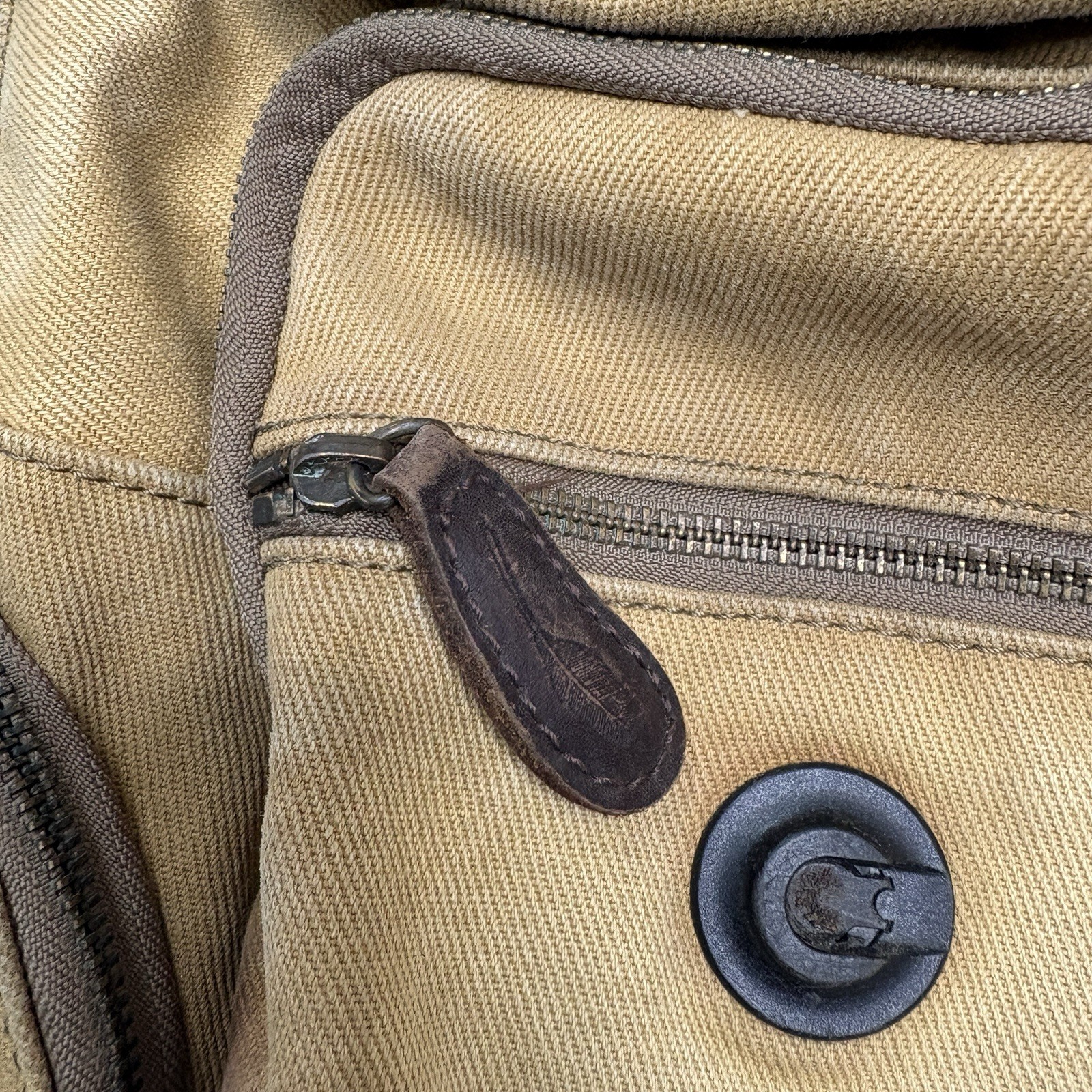 Bob Timberlake Canvas Leather Backpack Tan Brown Hiking Travel Daypack Bag
