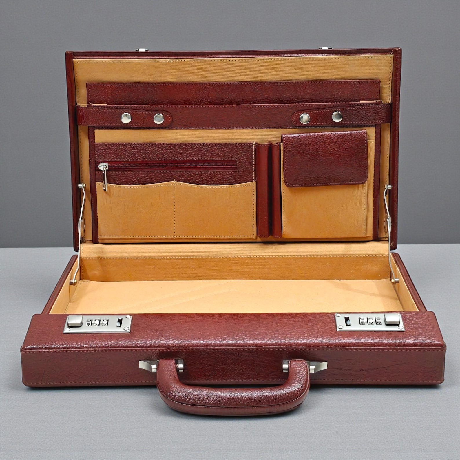 Brown Customized Leather Briefcase for Men, Laptop Attache Case