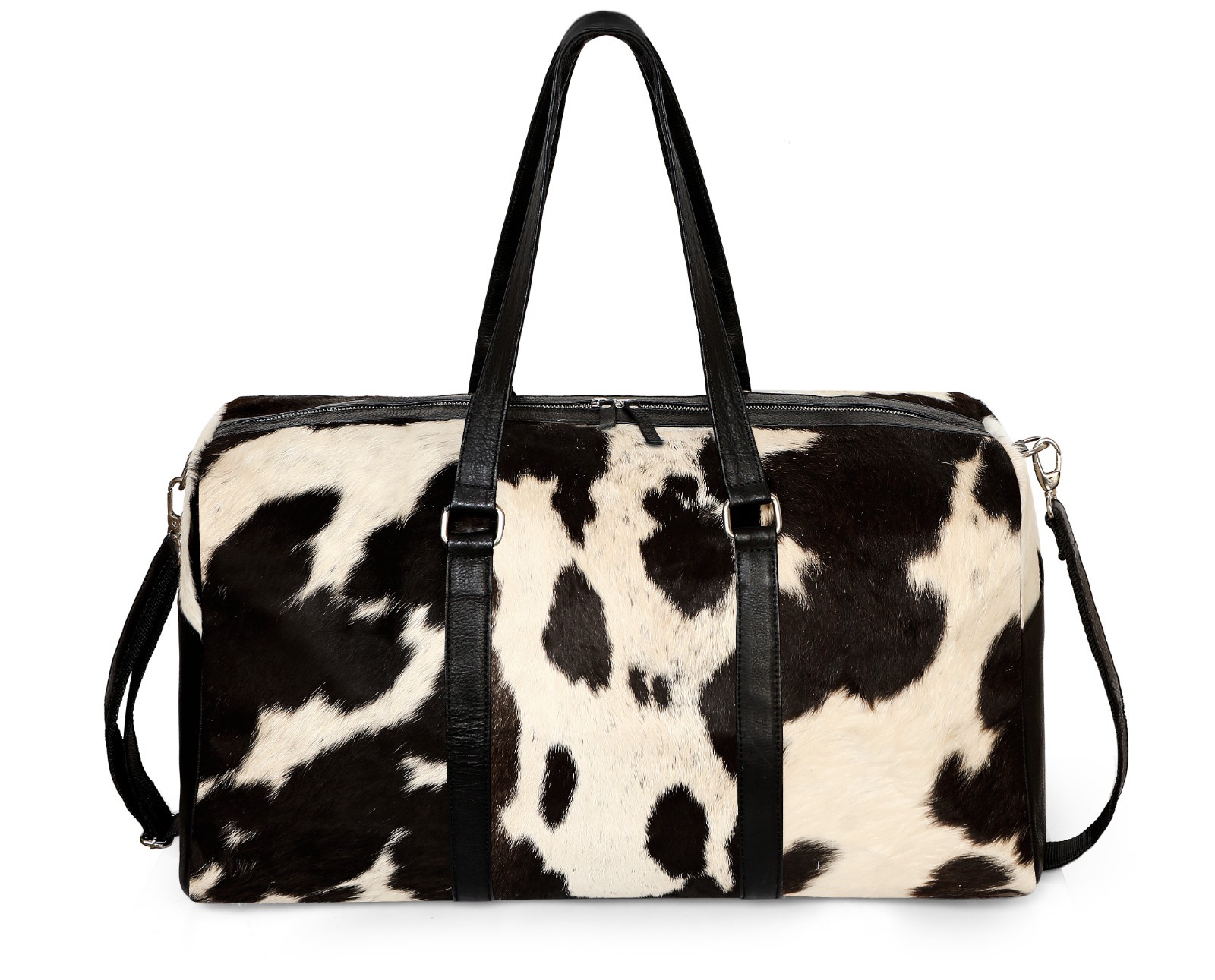 Hair On Leather Duffle Bag Cowhide Travel Weekend Bag for Men and Women