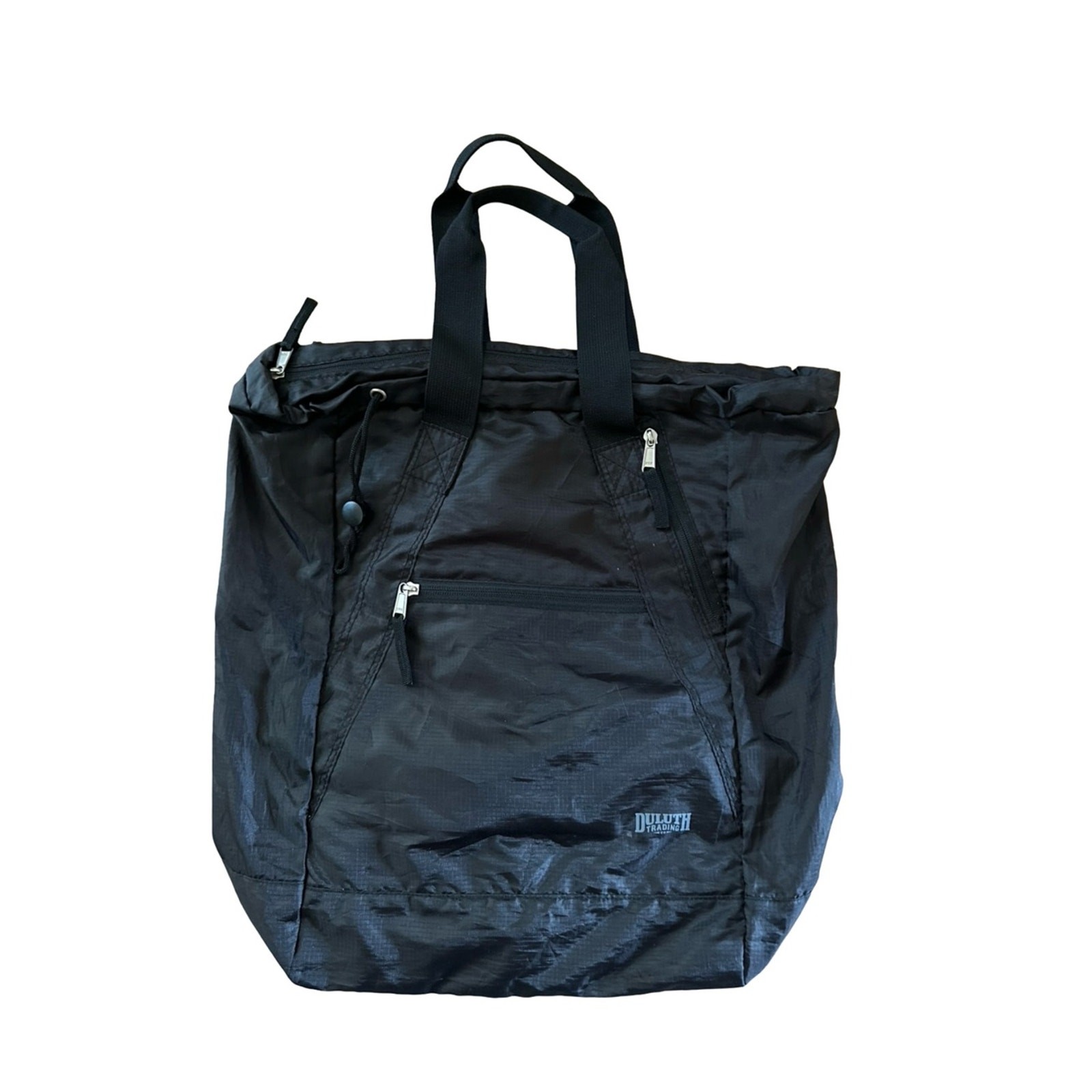 DULUTH TRADING CO Tote Bag Backpack Black Runegade Lightweight Packable Black