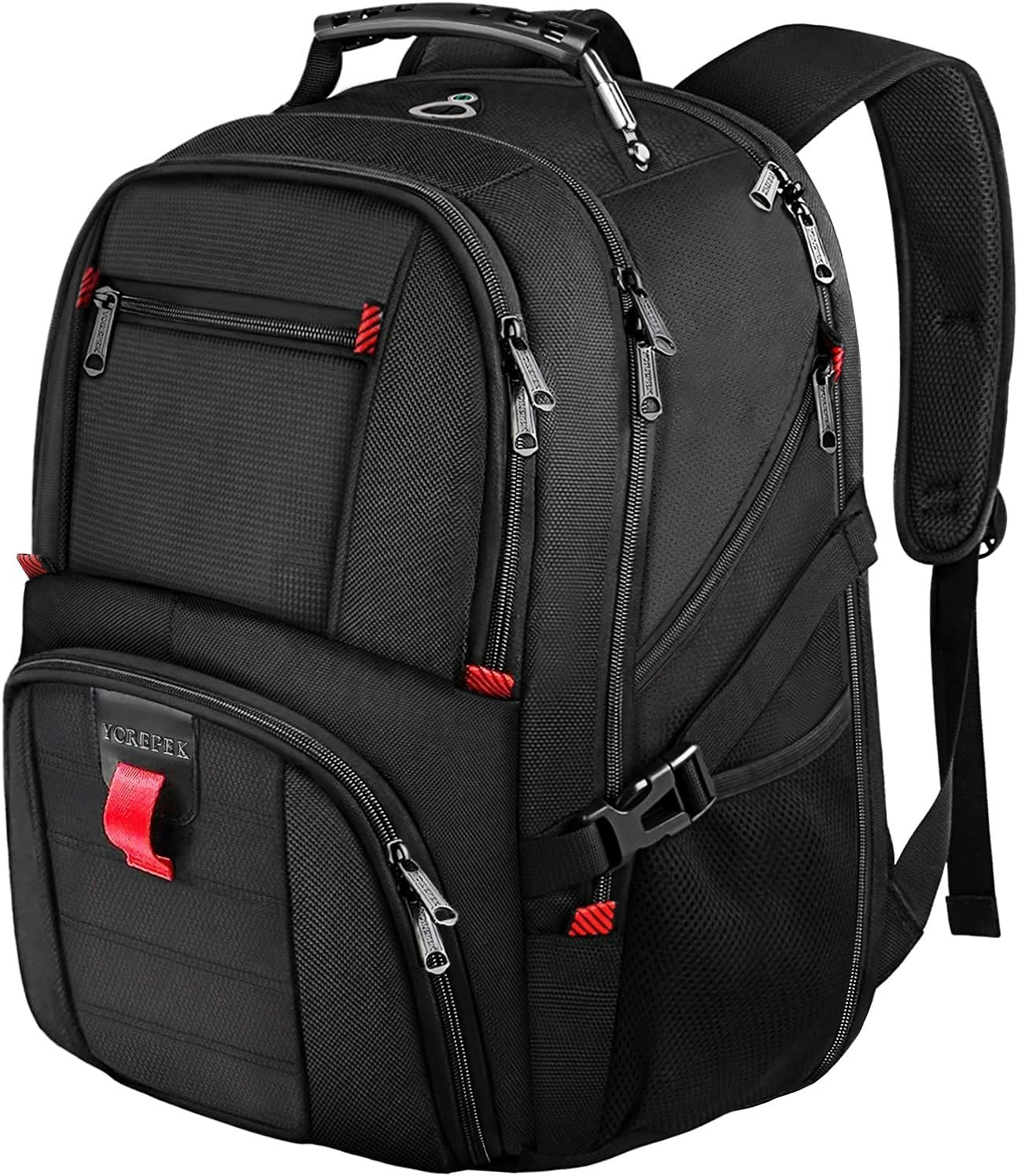 Extra Large 17″ Laptop Backpack Travel Work Bag Water Resistant Black Mens