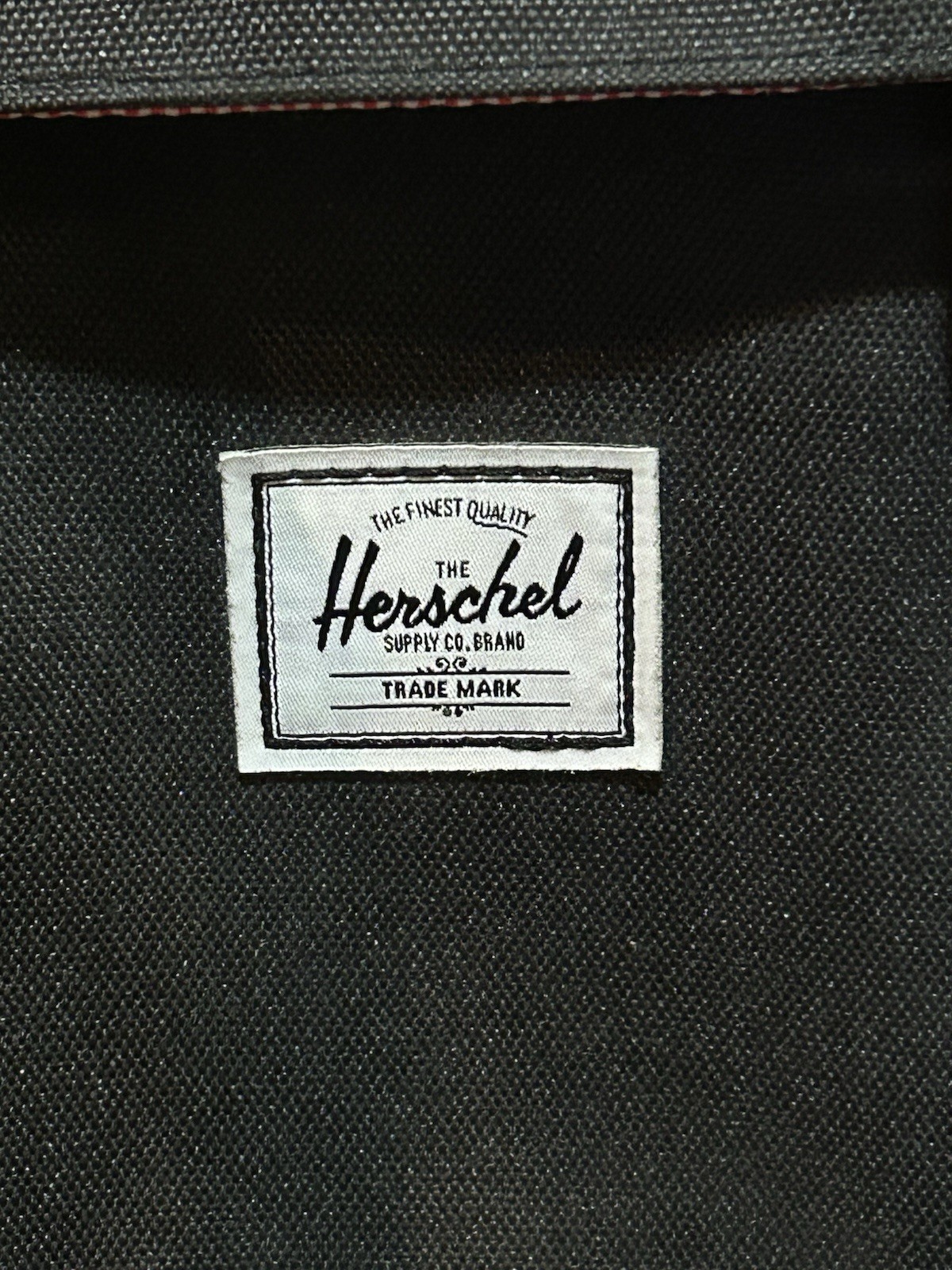 Herschel Little America Backpack Black Brown Leather Straps Laptop Red/white In