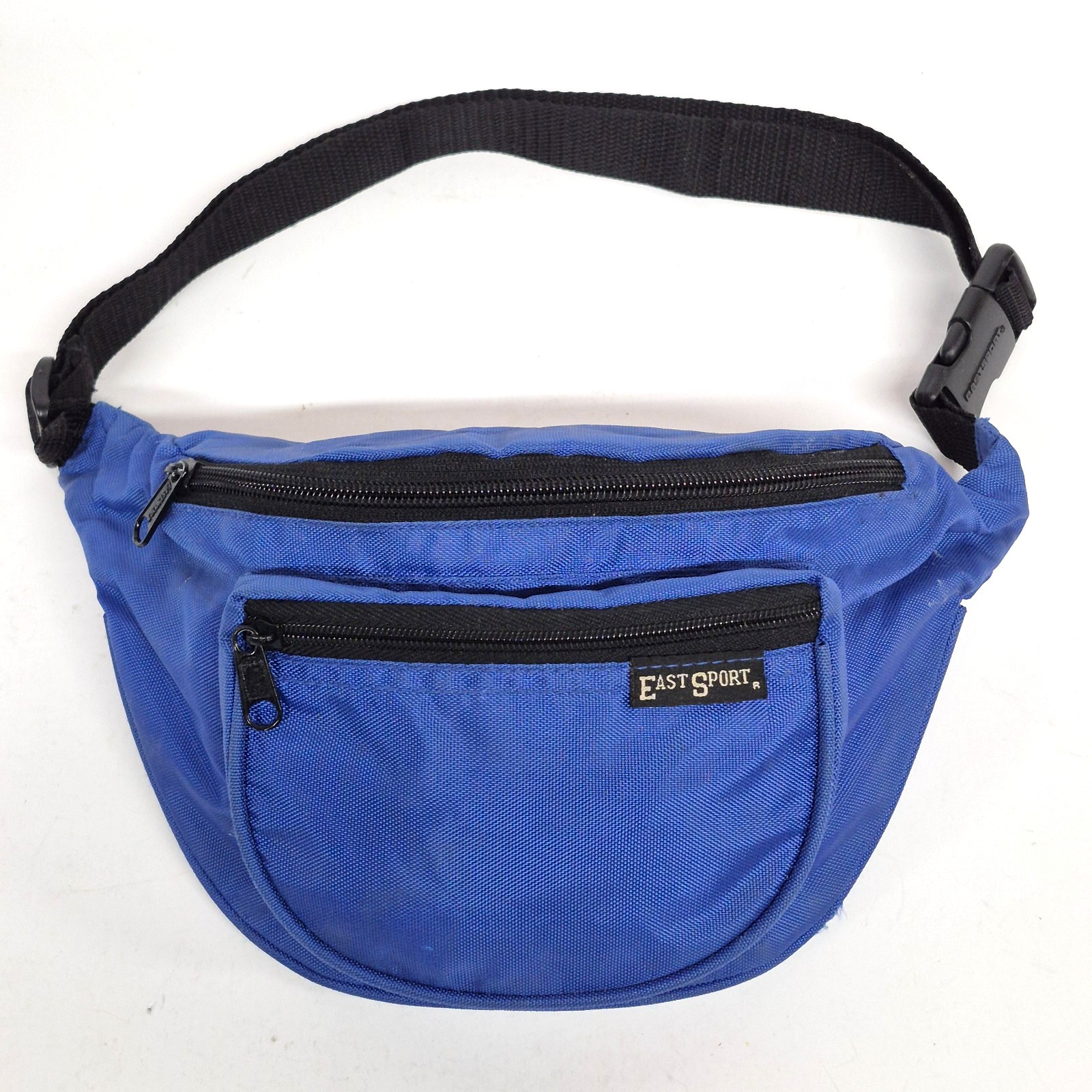 Eastsport Vintage 90’s Blue Fanny Pack Waist Belt Bag 3 Pockets Adjustable Strap