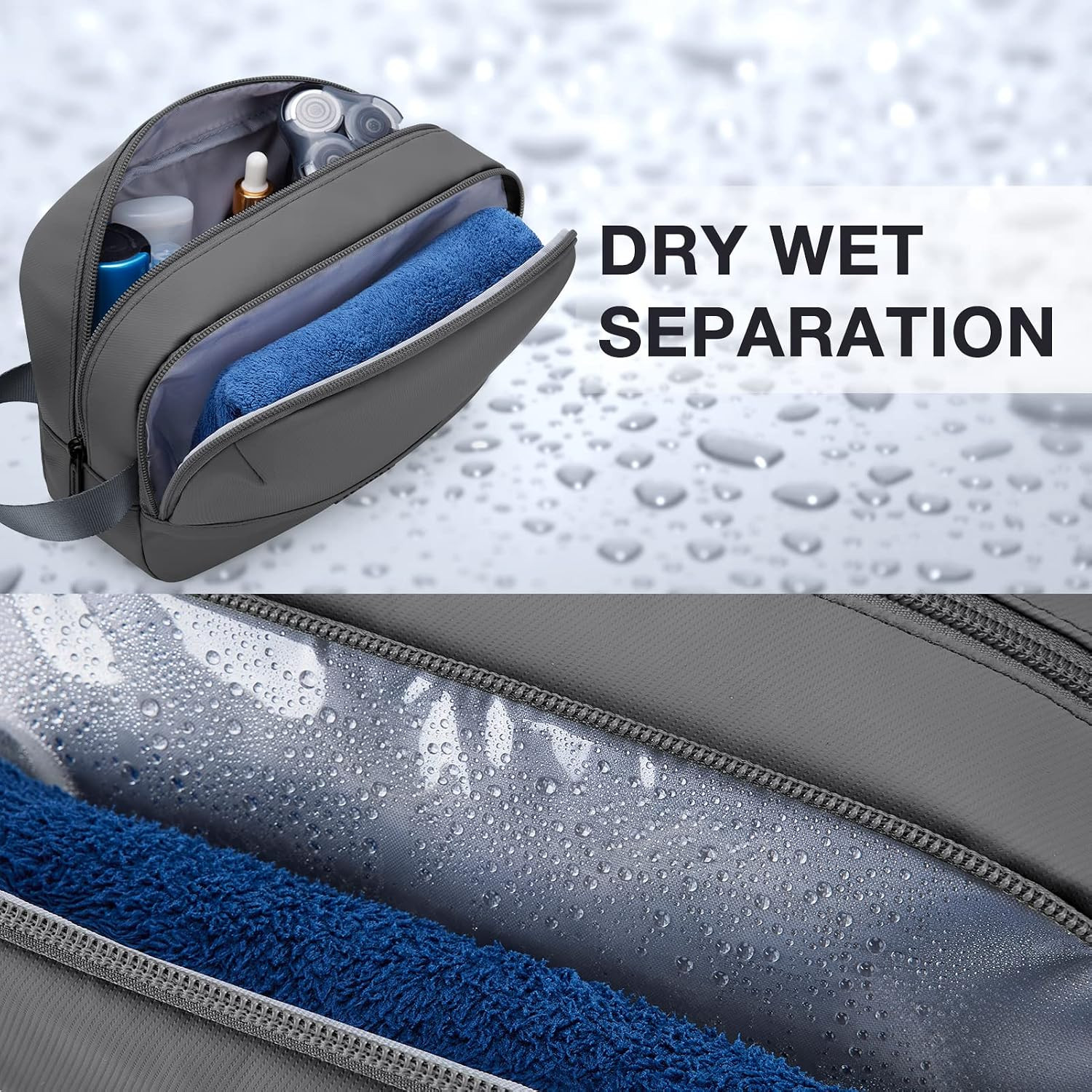 Travel Toiletry Bag for Men, Dopp Kit Water Resistant Shaving Bag for Toiletries