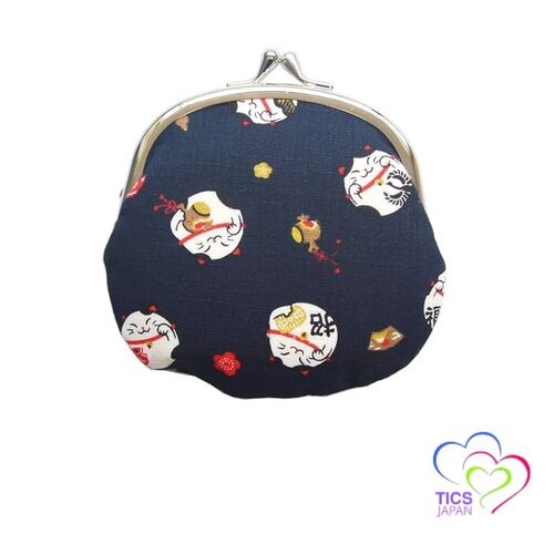Kyosuke Made in Japan Clasp Coin Case Cat Cotton Pouch 12 x 11.5 cm 3.3 inches