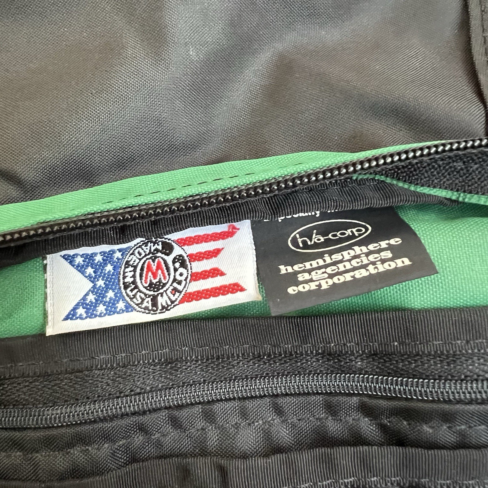 MELO Solid Green Black Crossbody Utility Travel Bag YKK Zip Closure Surf VTG USA