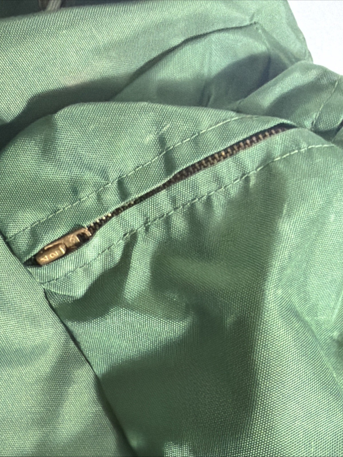Vintage Small Green Hiking Rucksack Nylon Leather Cotton 16x16x4