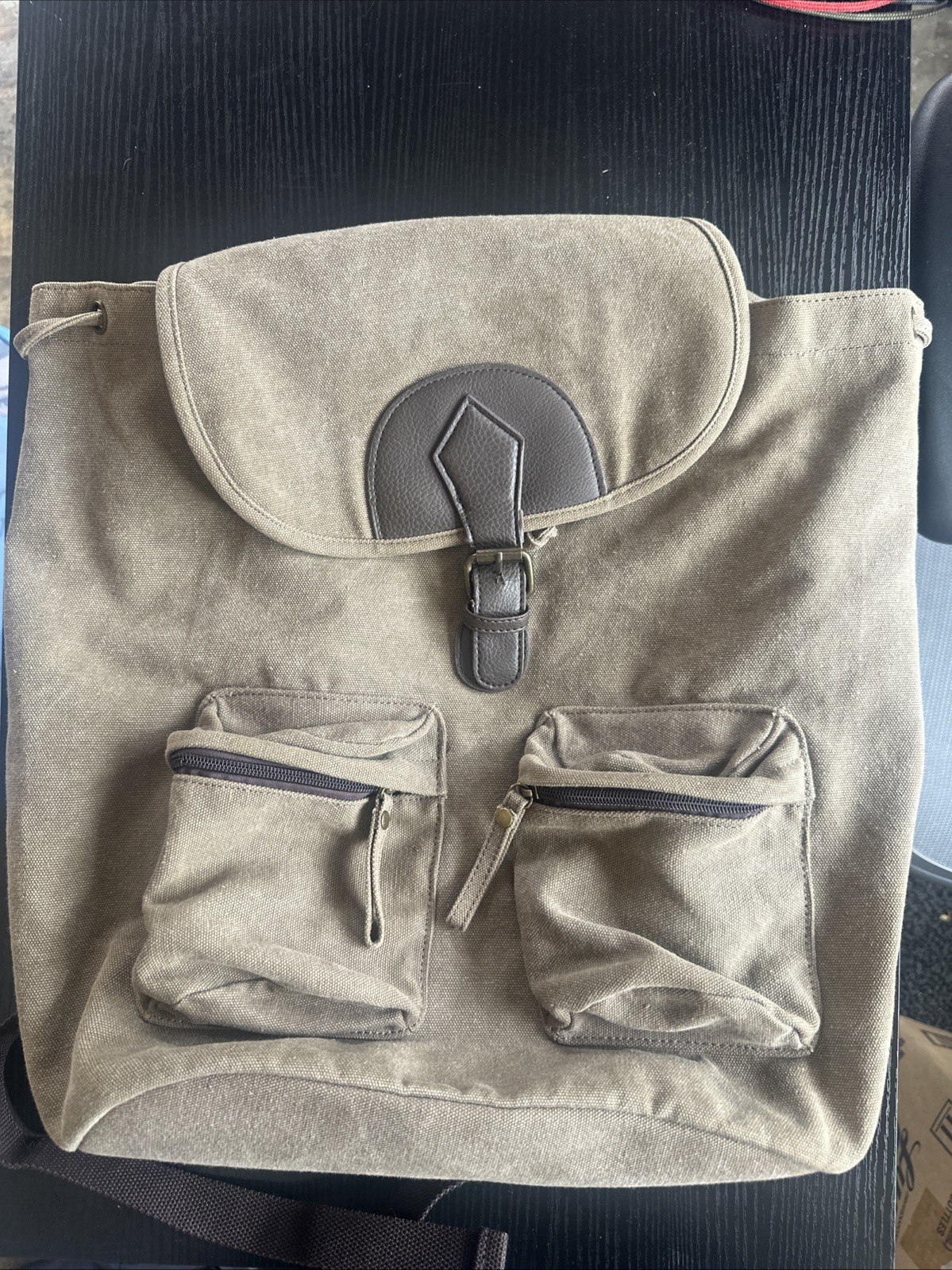 Gootium Canvas Rucksack Backpack Bag Drawstring Buckle Close Messenger Outdoor