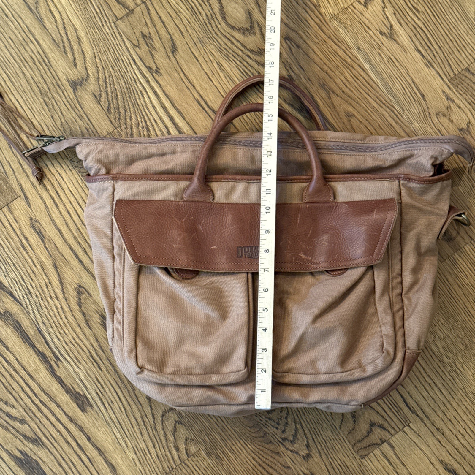 Duluth Trading Company Superior Street Fire Hose Briefcase Brown Canvas Leather