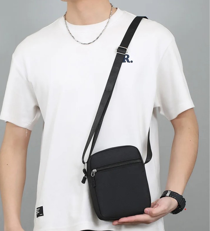 Simple Casual Mini Crossbody Bag Men Nylon Small Shoulder Bag For Men