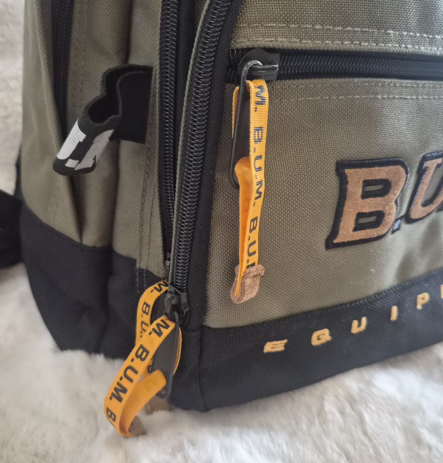 Rare Vintage B.U.M. Equipment Backpack Olive Green School Laptop Travel Bag Y2K