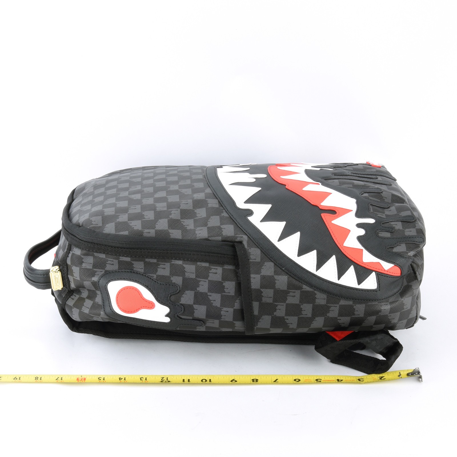 Sprayground Shark Dipping DLXV Leather Bag Backpack Unisex Black Gray Plaid