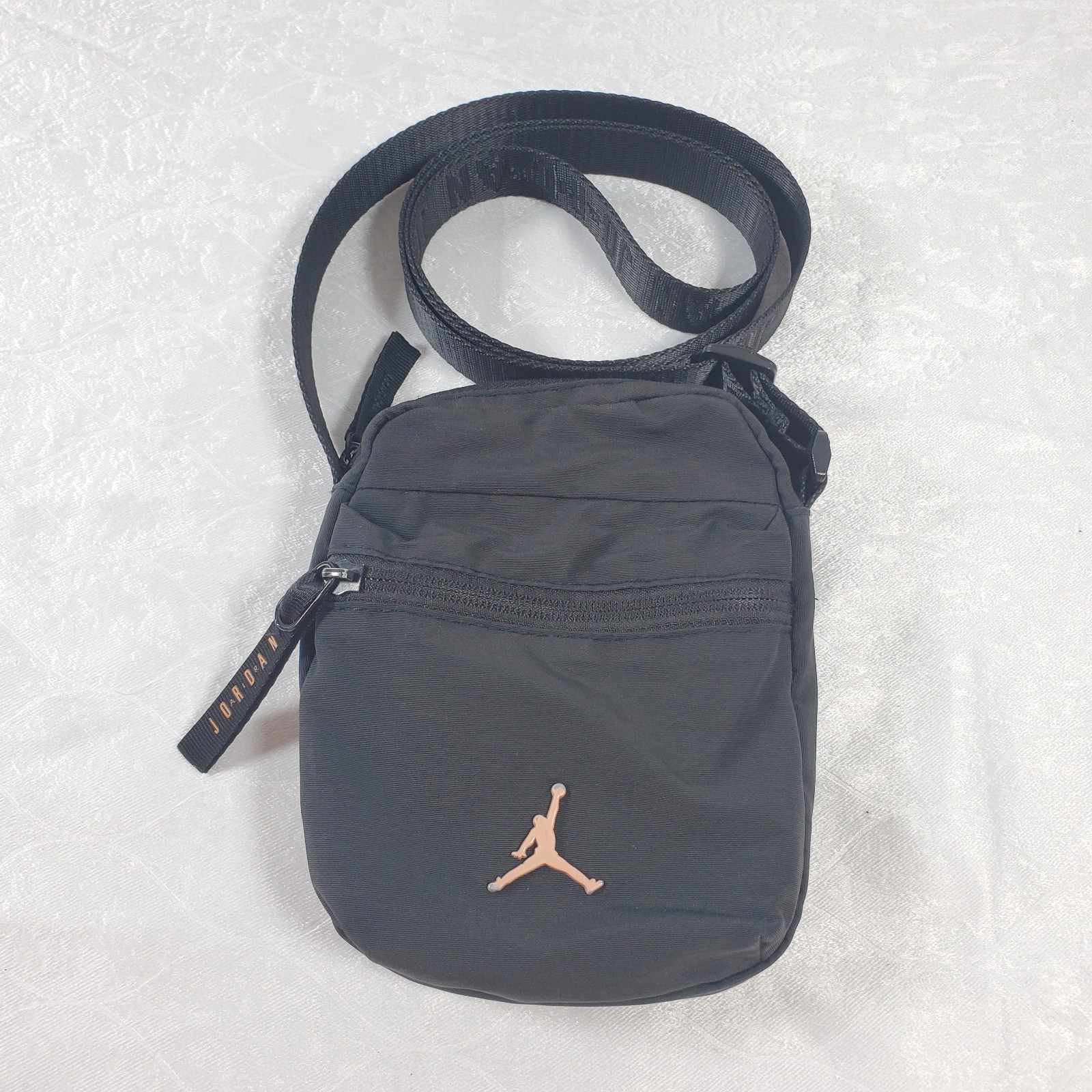 Jordan Jumpman Black Crossbody Festival Bag Adjustable Strap Rose Gold Logo