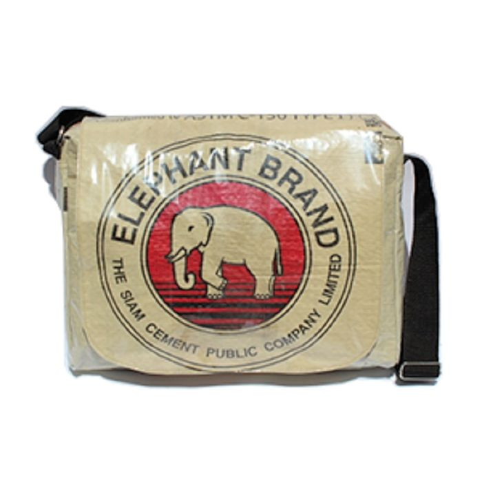 Elephant Brand Large Recycled Messenger Bags made from Cement Bags in Cambodia