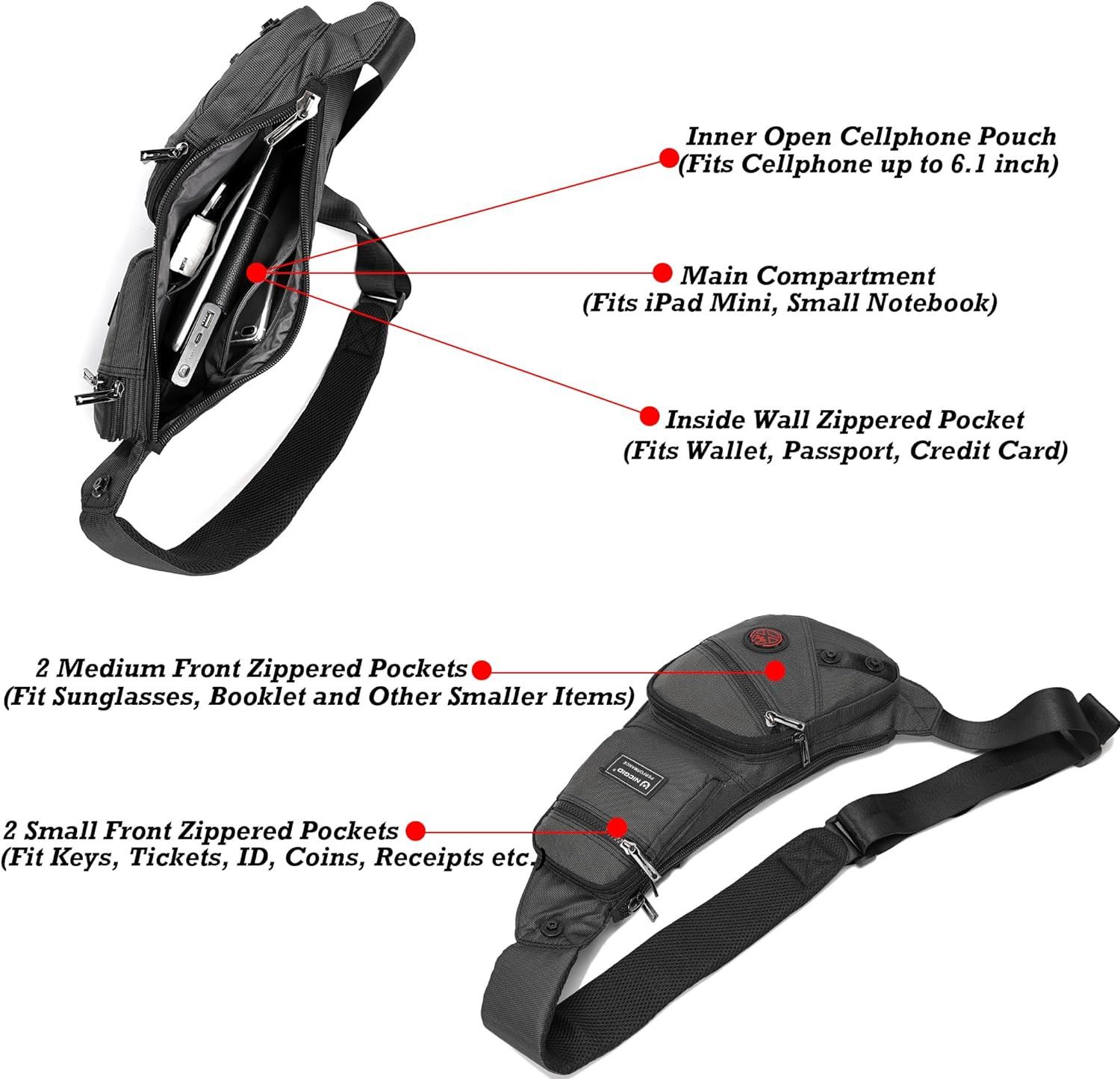 Sling Bag Chest Shoulder Backpack Crossbody Daypack for Men Women | Travel Outdo