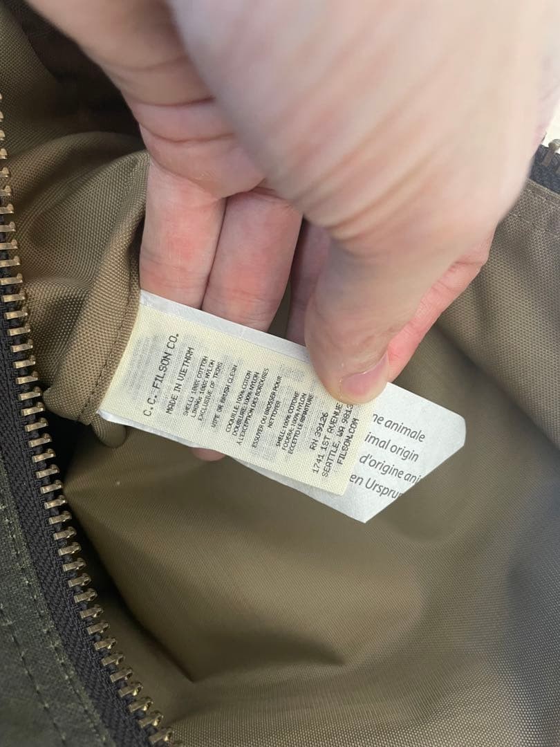 Filson Duffle Bag Genuine Leather Trim Cotton Olive Green Made In Vietnam