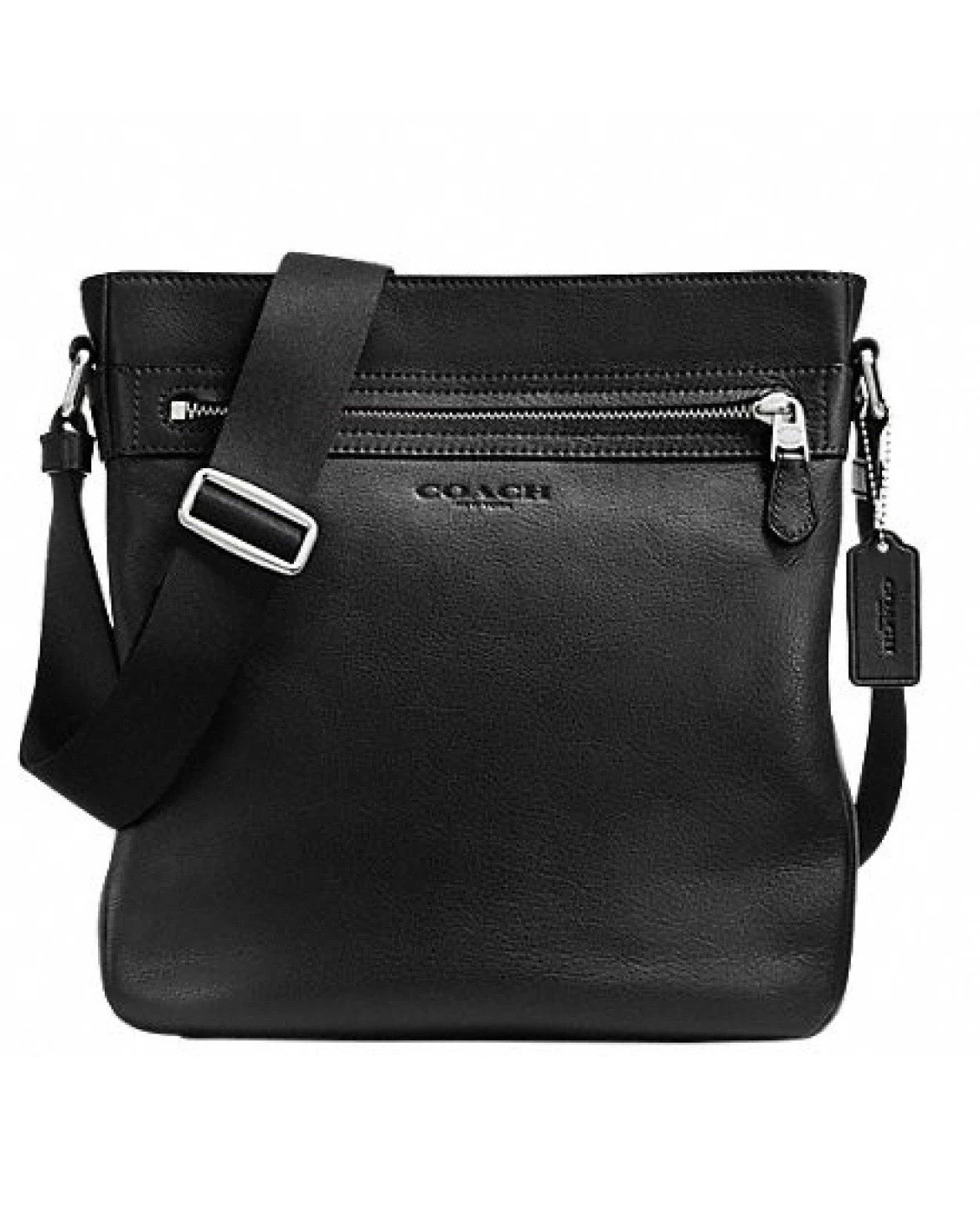 NWT Coach F71745 Men’s Tech Crossbody Bag Smooth Leather Black Messenger iPad