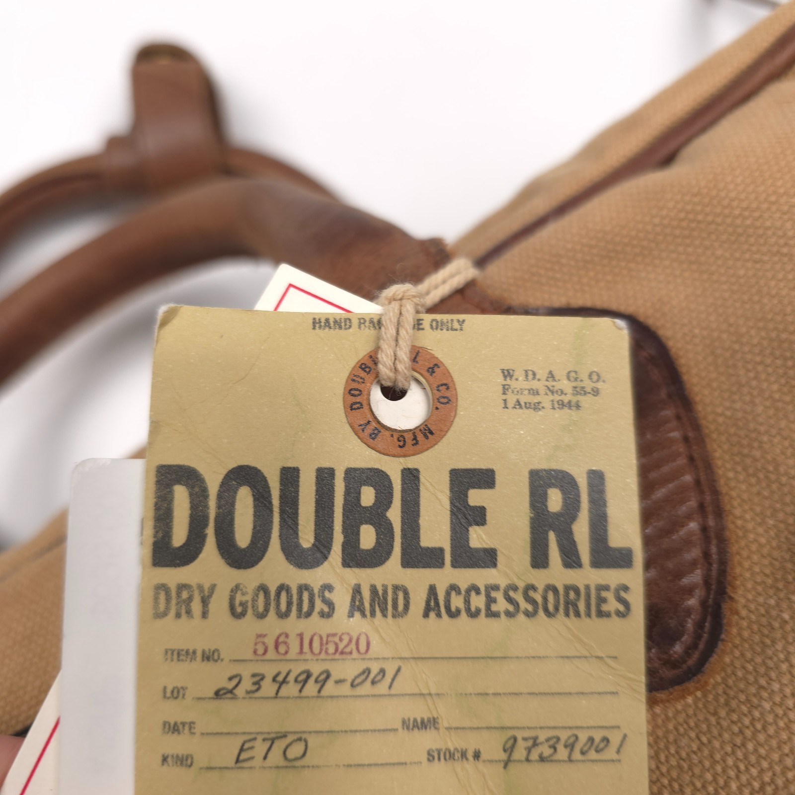 RRL Canvas Briefcase Mens Tan & Brown Leather-Trim Double RL NWT Authentic