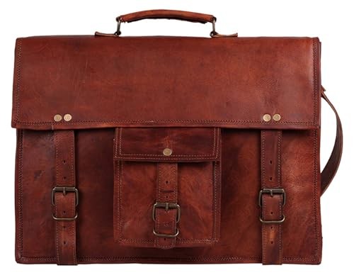 Leather Messenger Bag for Men – 14″ Full Grain Leather Laptop 14 Inches (Brown)