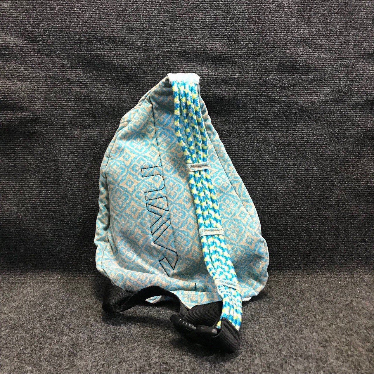 KAVU Rope Sling Bag Blue Tan Geometric Cross Body Outdoor Travel Backpack