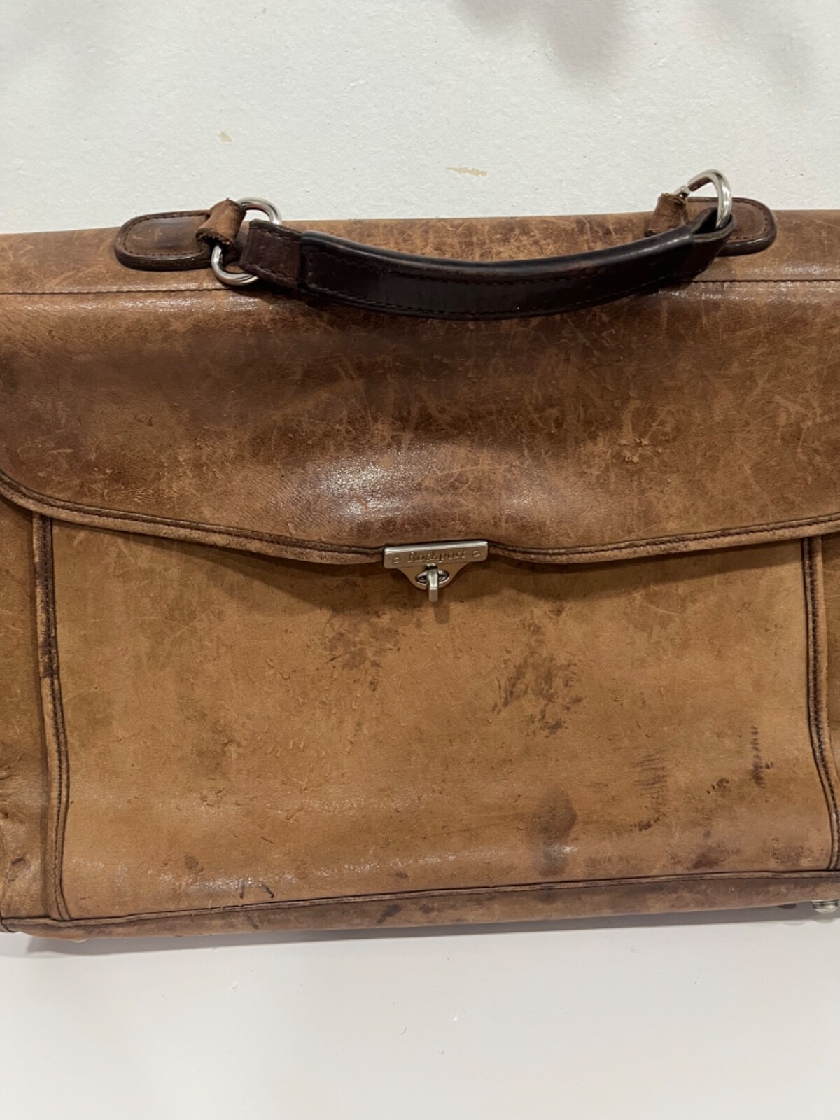 Vintage Rockport Leather Briefcase Messenger Bag Light Brown