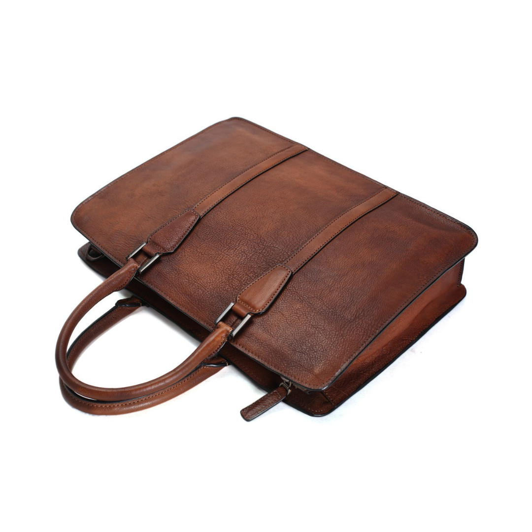 Handmade Retro Full Grain Leather Men’s Satchel, Briefcase, Handbag