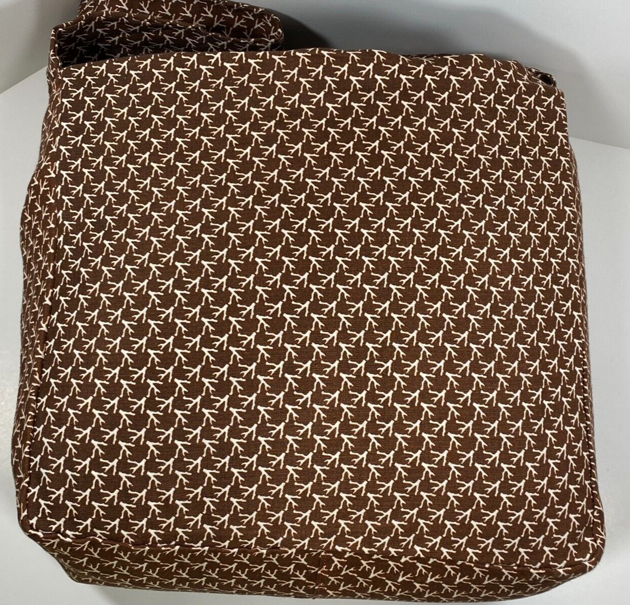 NEW ISAIA NAPOLI LINEN BROWN / WHITE CROSSBODY MESSENGER BAG ~ $275