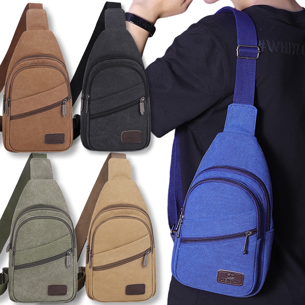 BEST Price Mens Womens Sling Bag Chest Packs Cross Body Travel Shoulder Backpack