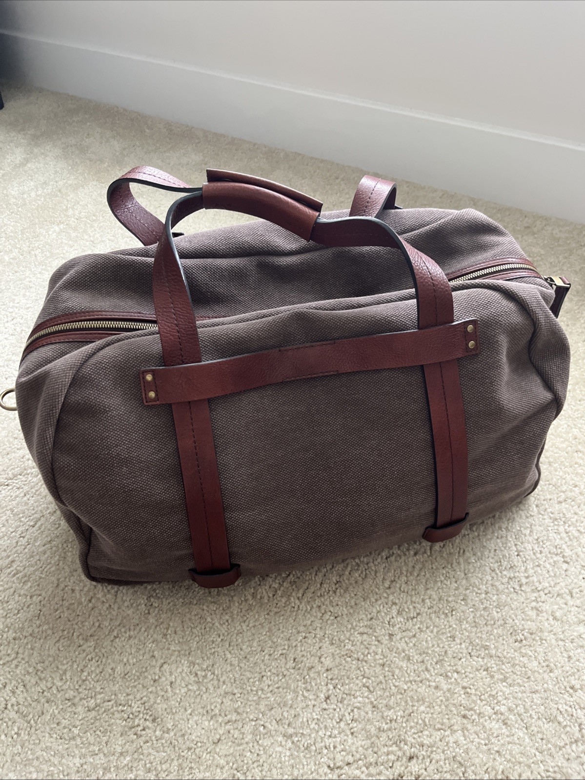 Bosca Men’s Canvas/Washed Leather Collection – Duffel w/ Strap Designer $455