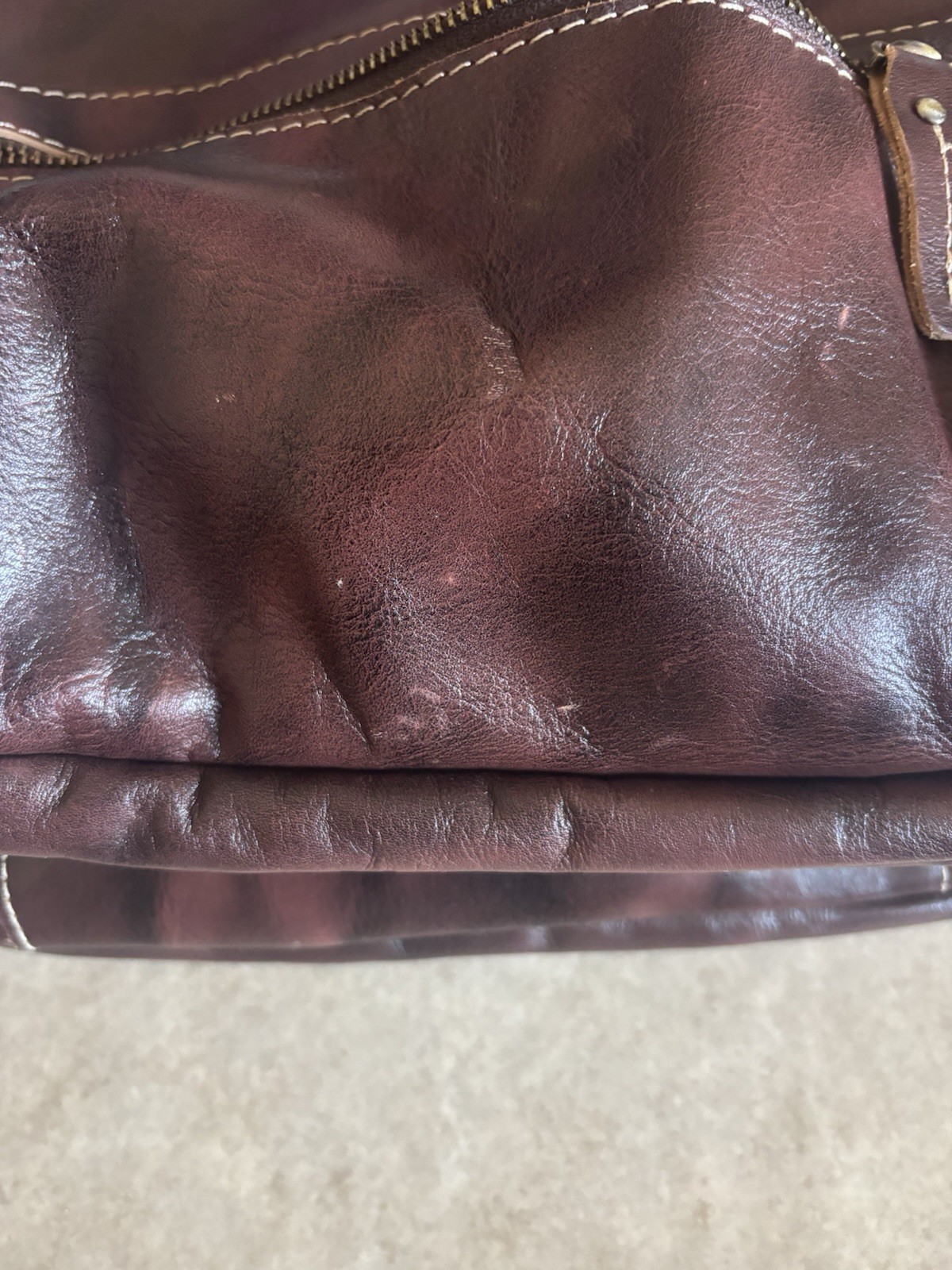 LANNSYNE Leather Brown Zip Backpack Adjustable Strap Multi Pocket Lined