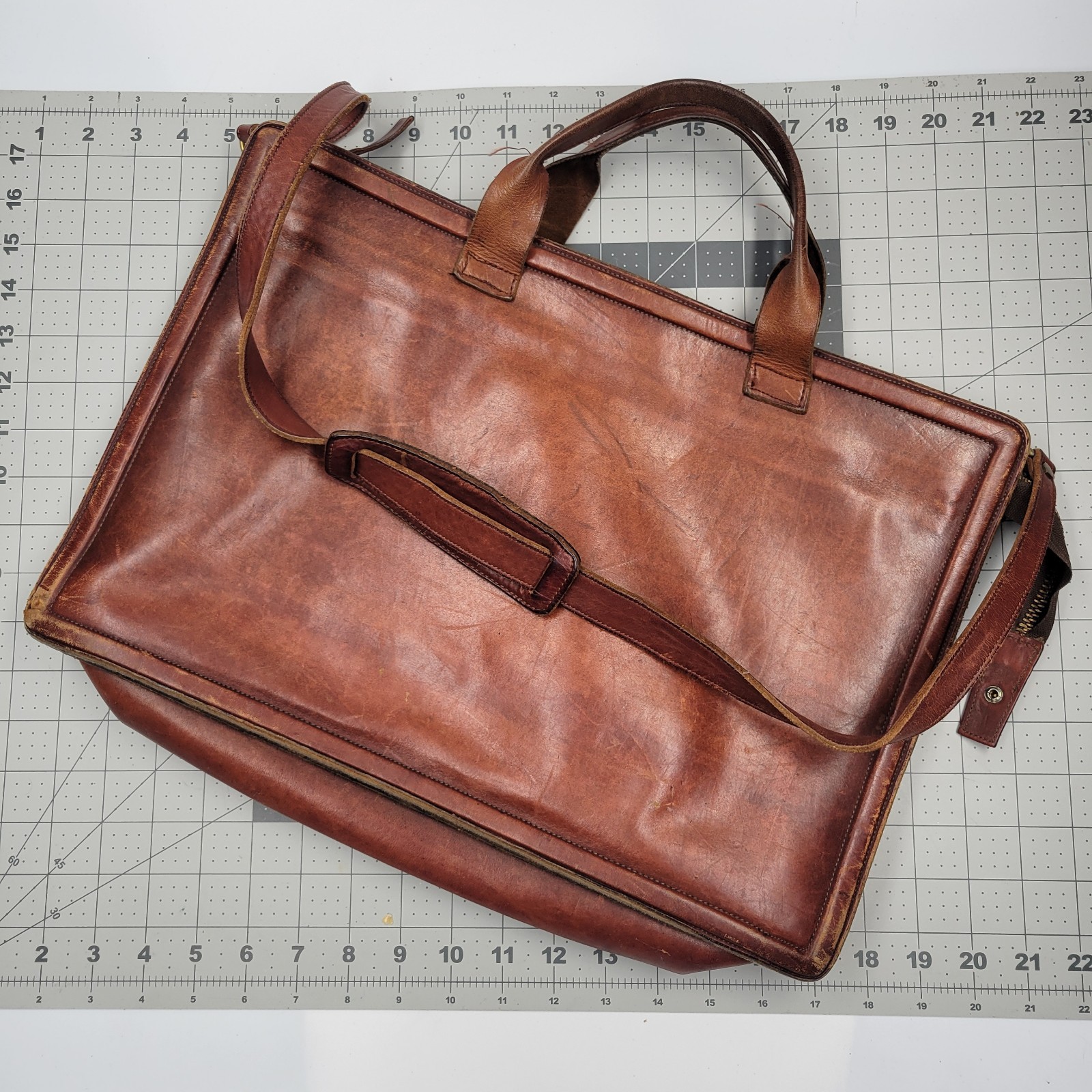 Michael Scott English Bridle Leather Briefcase Black Cherry Brown