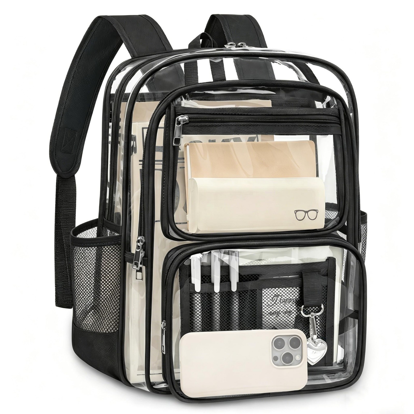 Large Heavy Duty Clear Backpack for School & Travel, Reinforced PVC See-Through