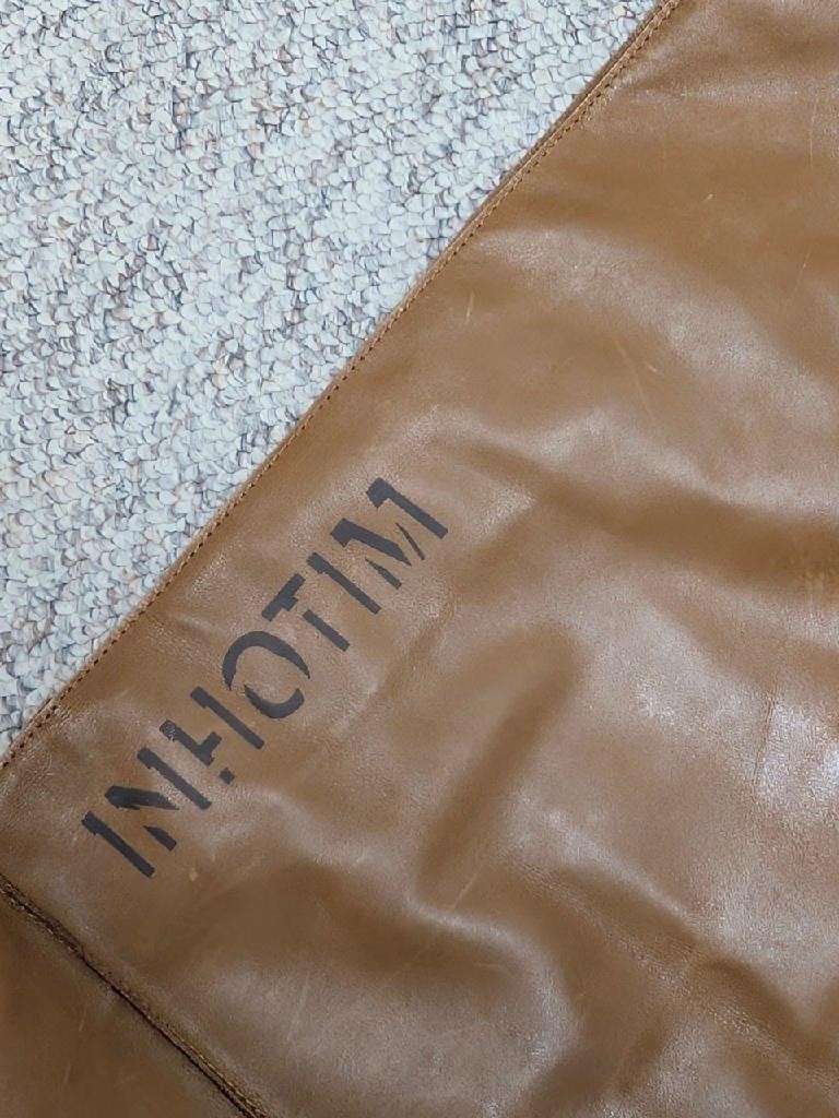 vintage HANDCRAFTED leather bag INHOTIM art museam BRAZIL brown grocery tote