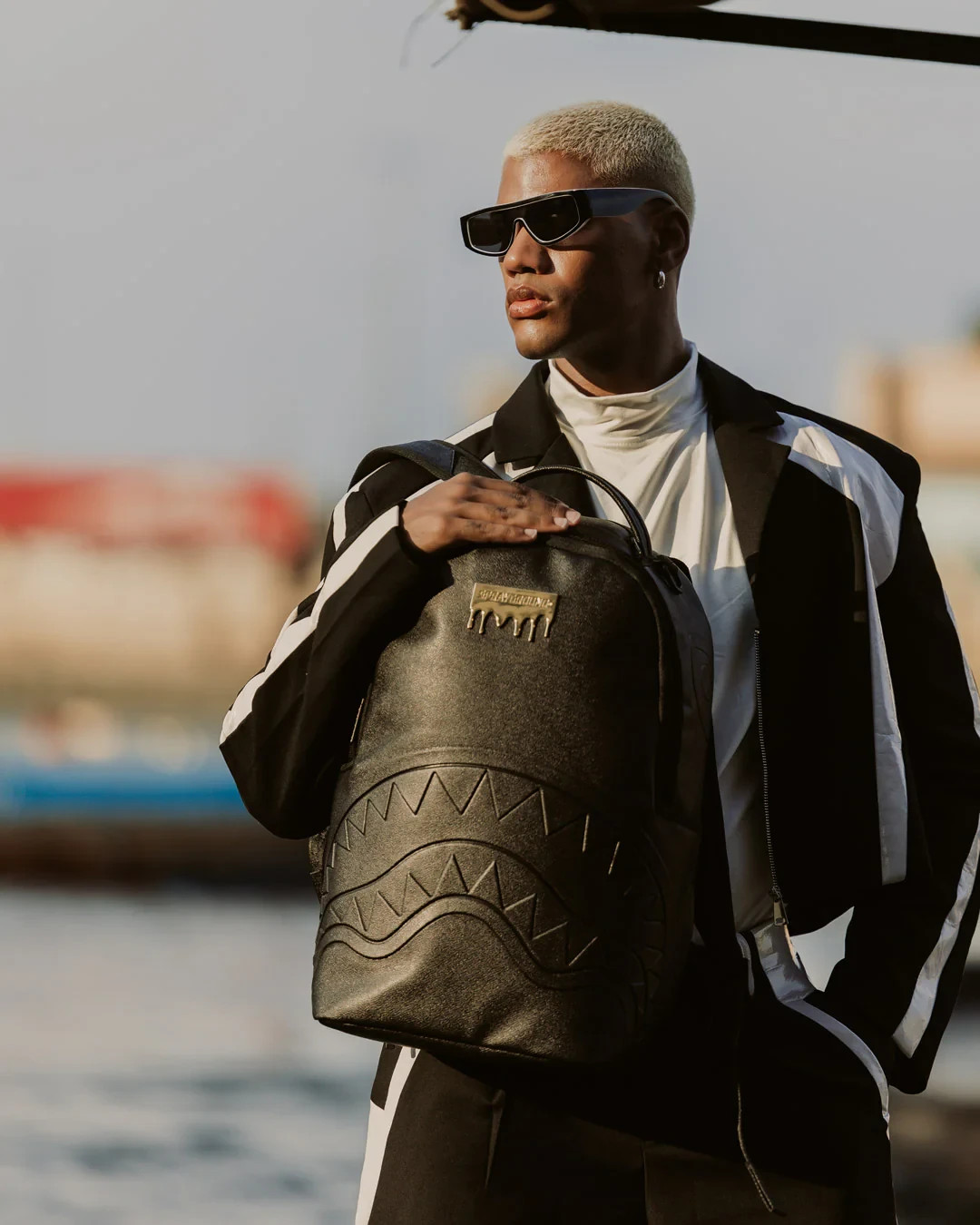Sprayground Brick Gold Drip Backpack🔥Black Embossed Bookbag Large School Bag