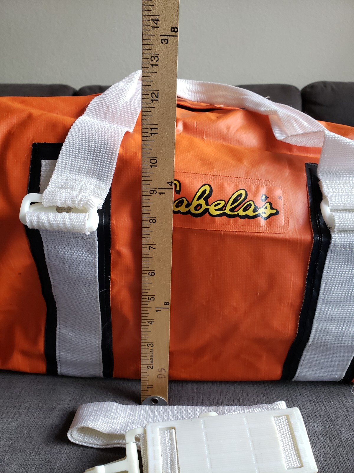 Vintage RARE! Cabela’s Large Orange Waterproof Duffle Bag Hunting Fishing GREAT!
