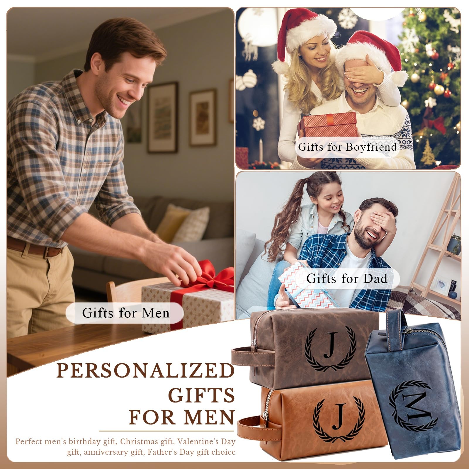 XUMGCUTM Personalized Gifts for Men Dad Husband Groomsmen,Mens Dark Brown