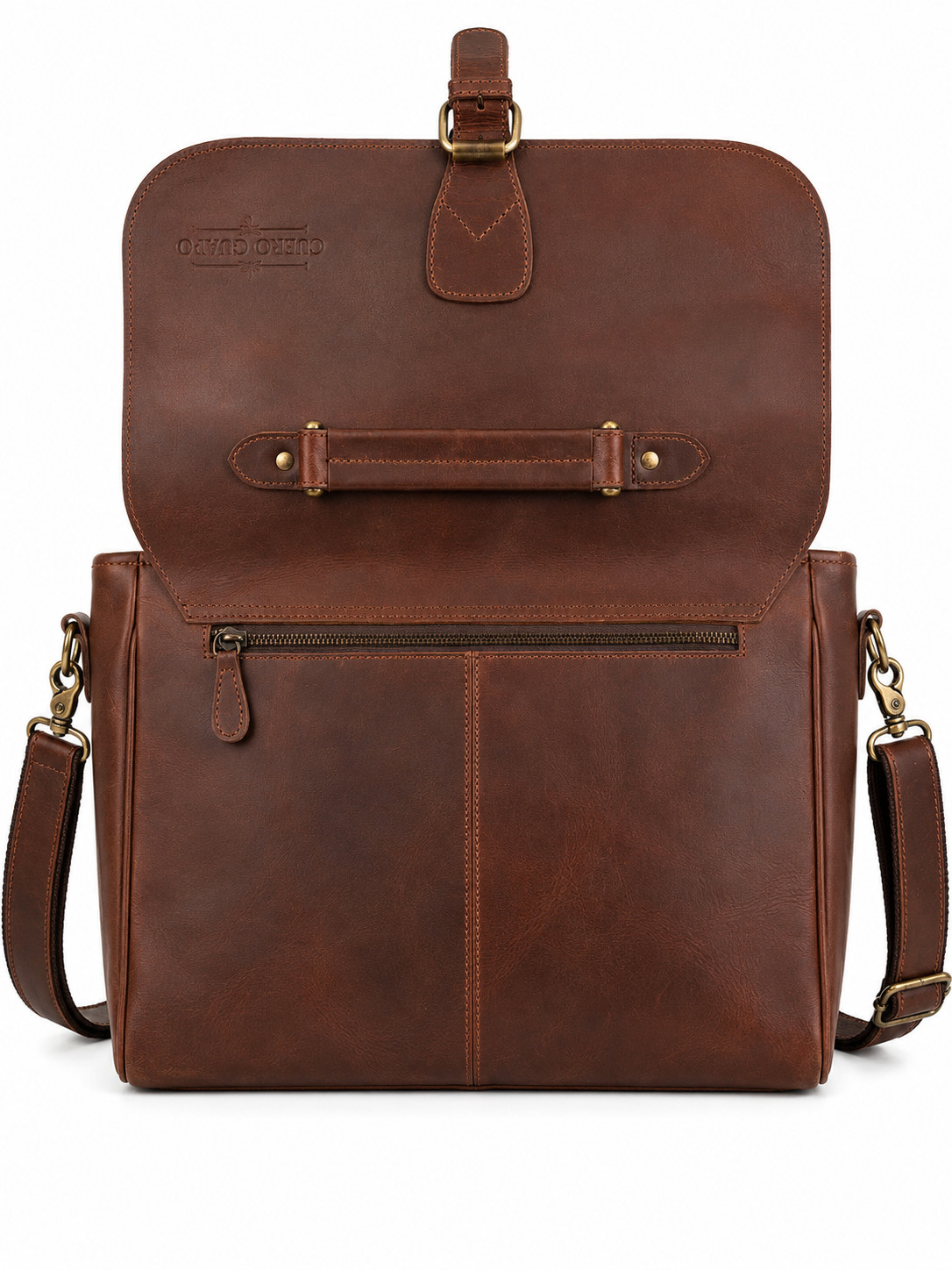 Vintage Leather Messenger Bag Briefcase Laptop Satchel Crossbody Brown 14”