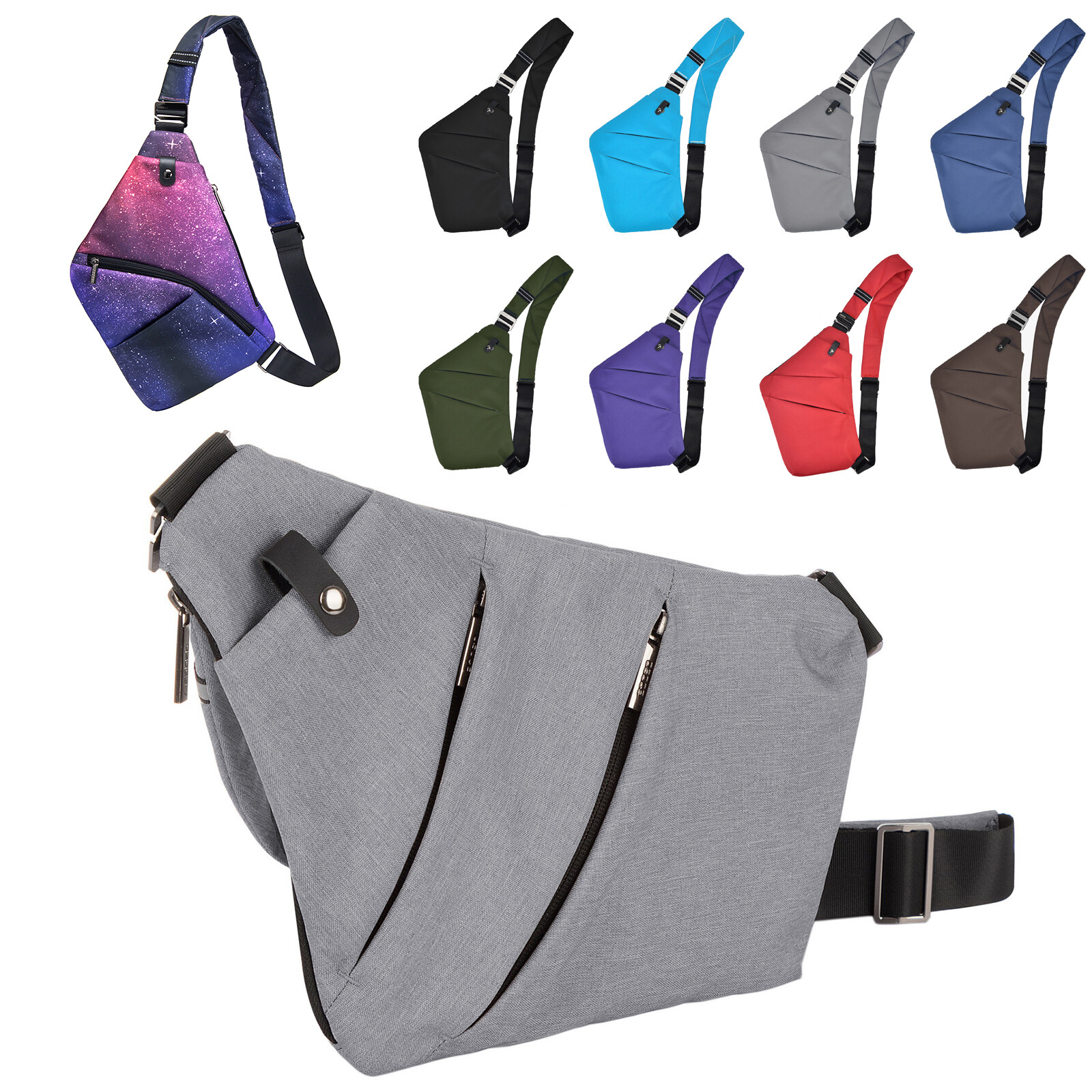 Women Men Ultra Slim Shoulder Chest Bag Cross Body Sling Messenger For Teenagers