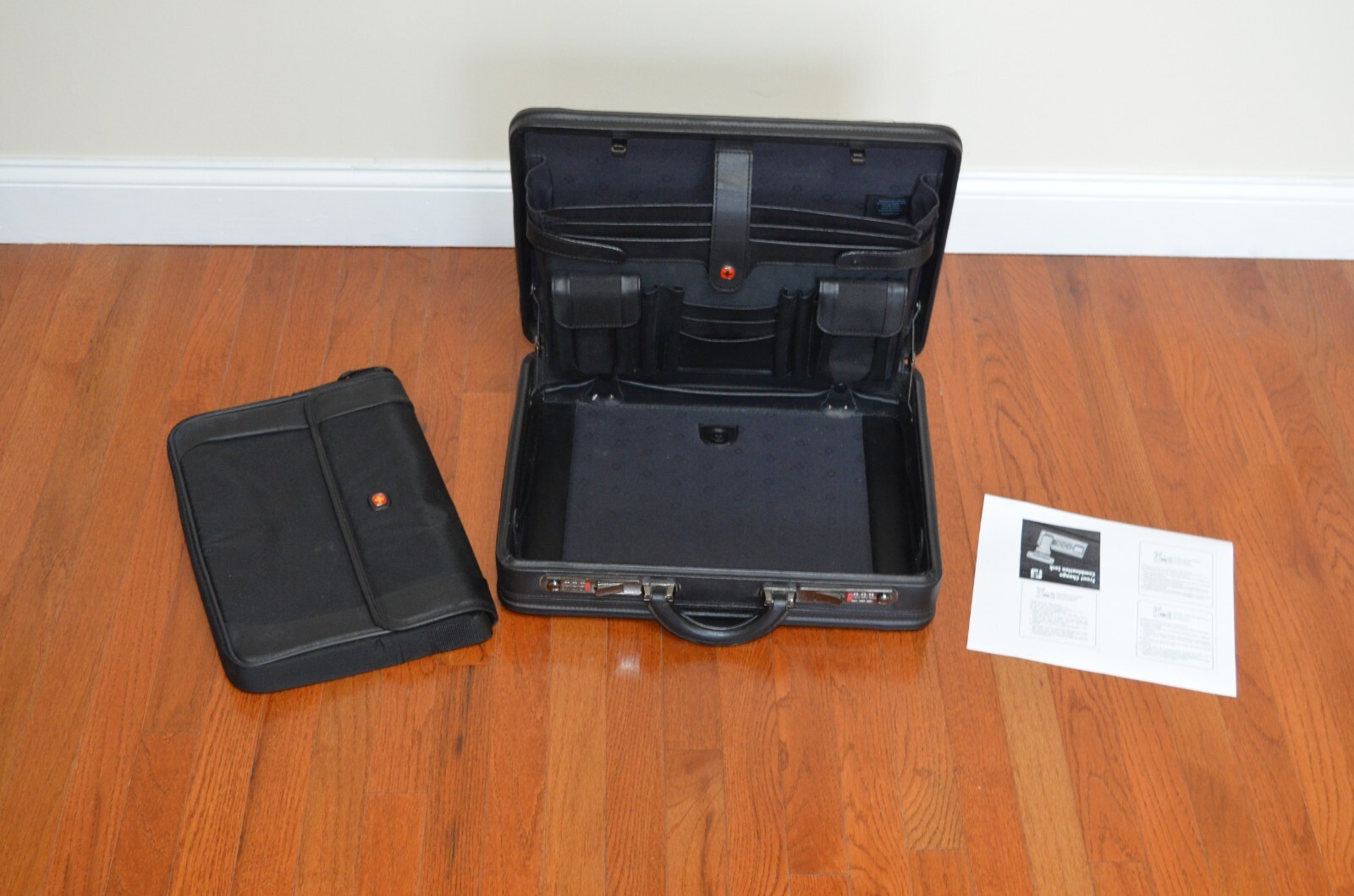 Alpine Swiss Leather Attache Briefcase with Combination Locks Hard Case